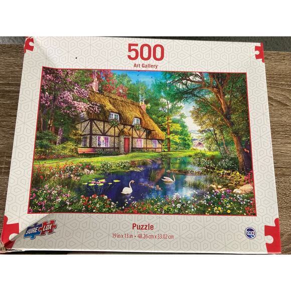 Sure-Lox 500 Piece Jigsaw Puzzle Summer Thatched‎ Home & Village - Picture 2 of 9